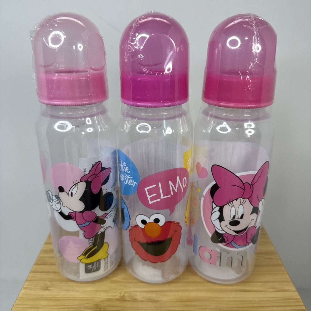 Disney Minnie Mouse Sesame Street Baby Bottles 9 Oz Sealed Brand New 3 Pack